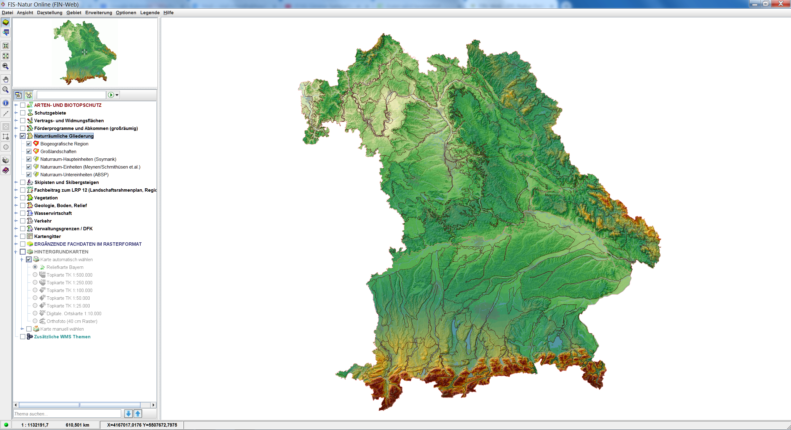 Screenshot aus dem Web GIS FIS-Natur