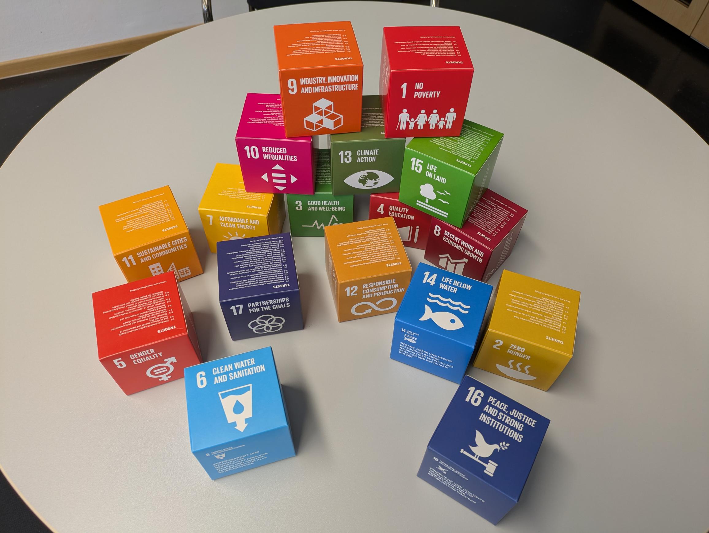 Ein Set aus 17 SDG-Würfel